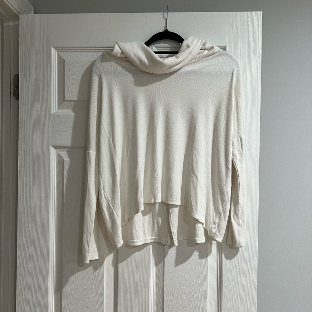 White Oversized Off the Shoulder Long Sleeve Top